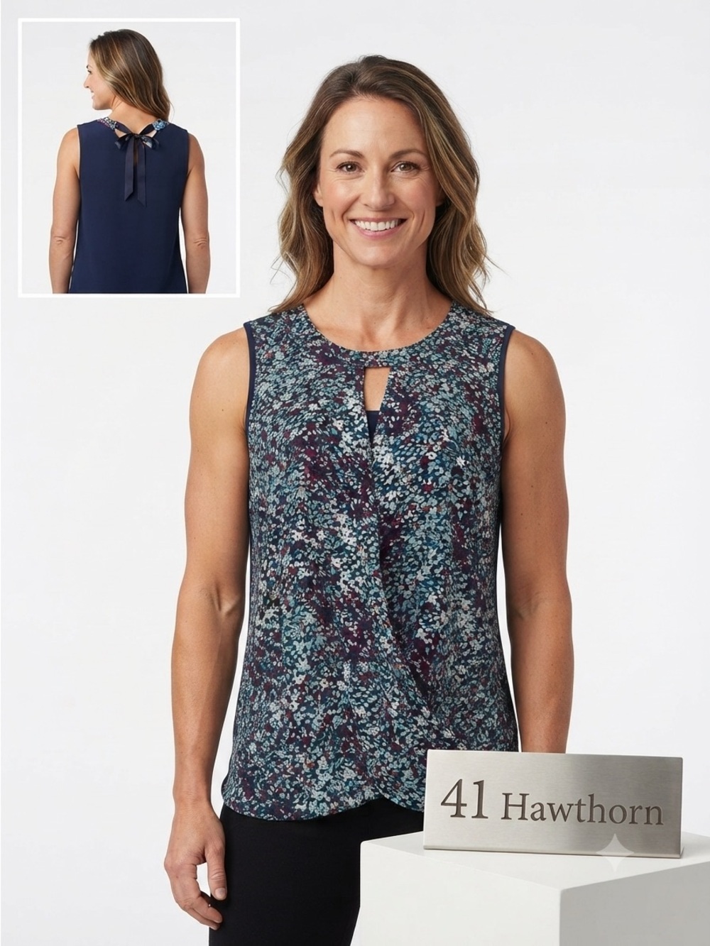 41 Hawthorn Clearwater Mixed Media Surplice Top Extra Small